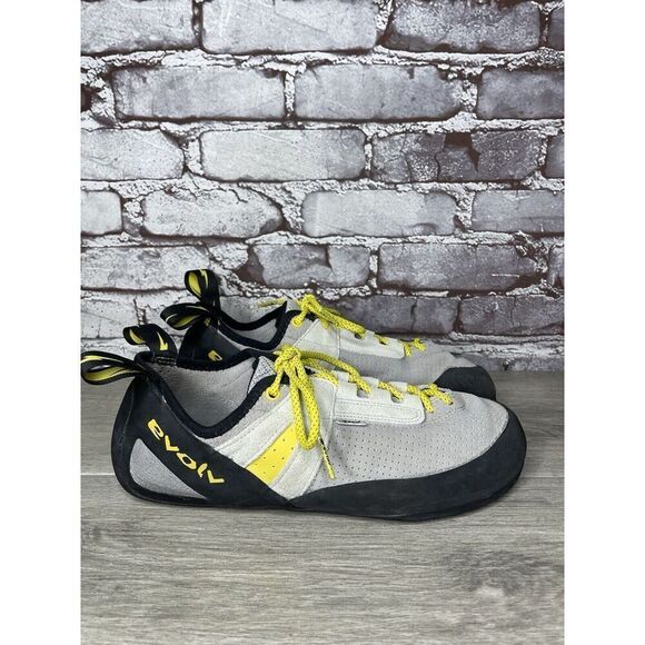 Evolv Defy Gray & Yellow Lace Up Climbing Shoes Fog Men Sz 12M US/46EU - Picture 14 of 16